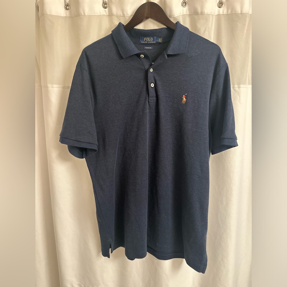 Ralph Lauren Men's Polo Shirt in Navy with Yellow Logo